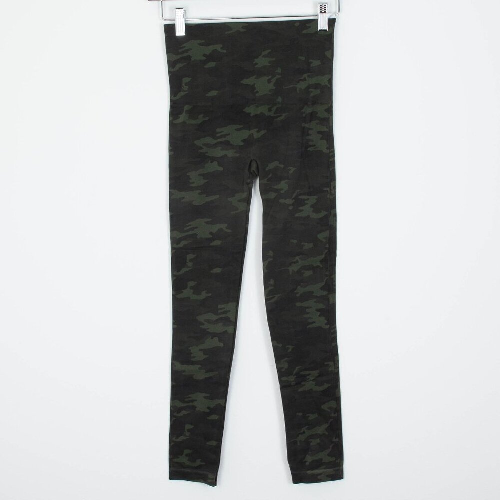 Spanx Womens Look At Me Now Seamless‎ Camo Leggings Size M Green Stretch Lounge